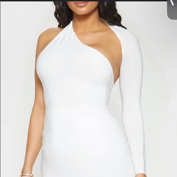 PrettyLittleThing Tops - Pretty little thing White One Shoulder Asymmetric Bodysuit
